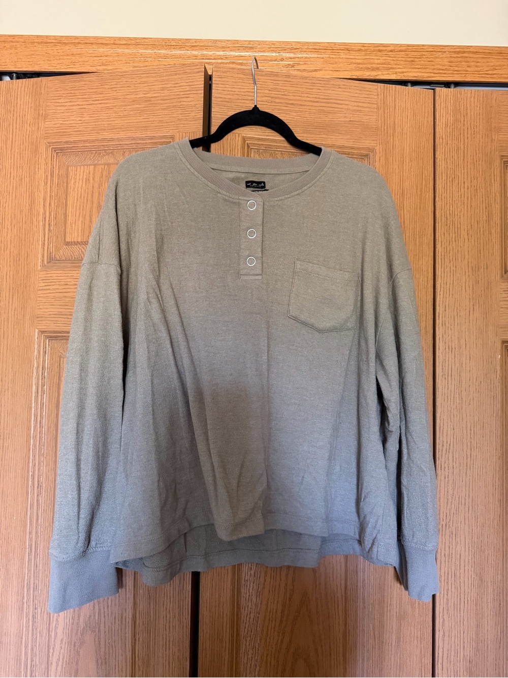 Urban Outfitters Olive Green Long-Sleeve Henley Sweater